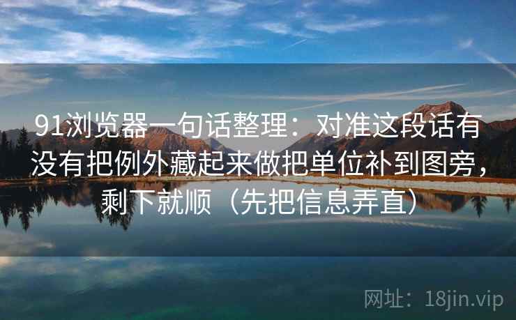 91浏览器一句话整理：对准这段话有没有把例外藏起来做把单位补到图旁，剩下就顺（先把信息弄直）
